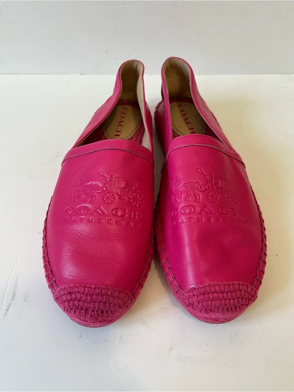 Coach Charlie Pink Leather Espadrille Slip-Ons Size 8B